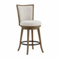 Sgabello da Bar in Legno di Faggio con Seduta in Tessuto Beige