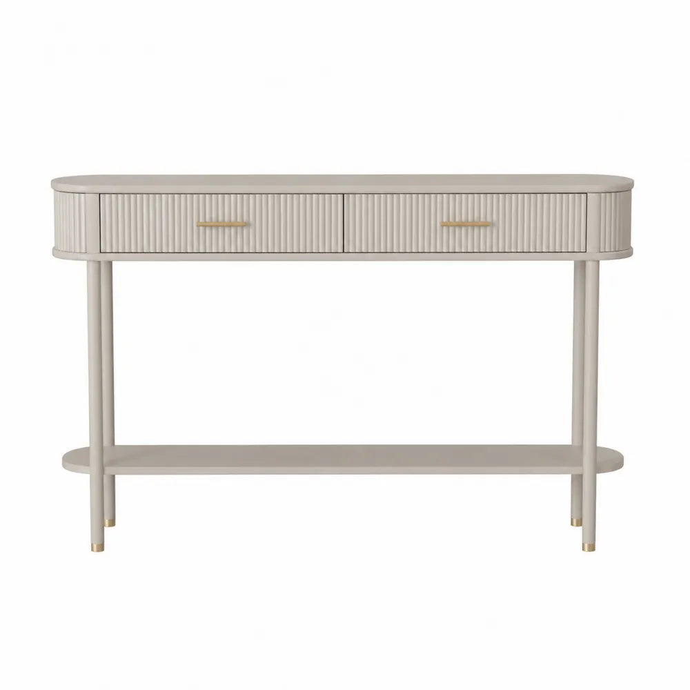 Consolle in legno massello e MDF con cassetti e ripiano grigio 120x80x35 cm