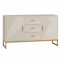 Credenza in legno e metallo beige con ante e cassetti