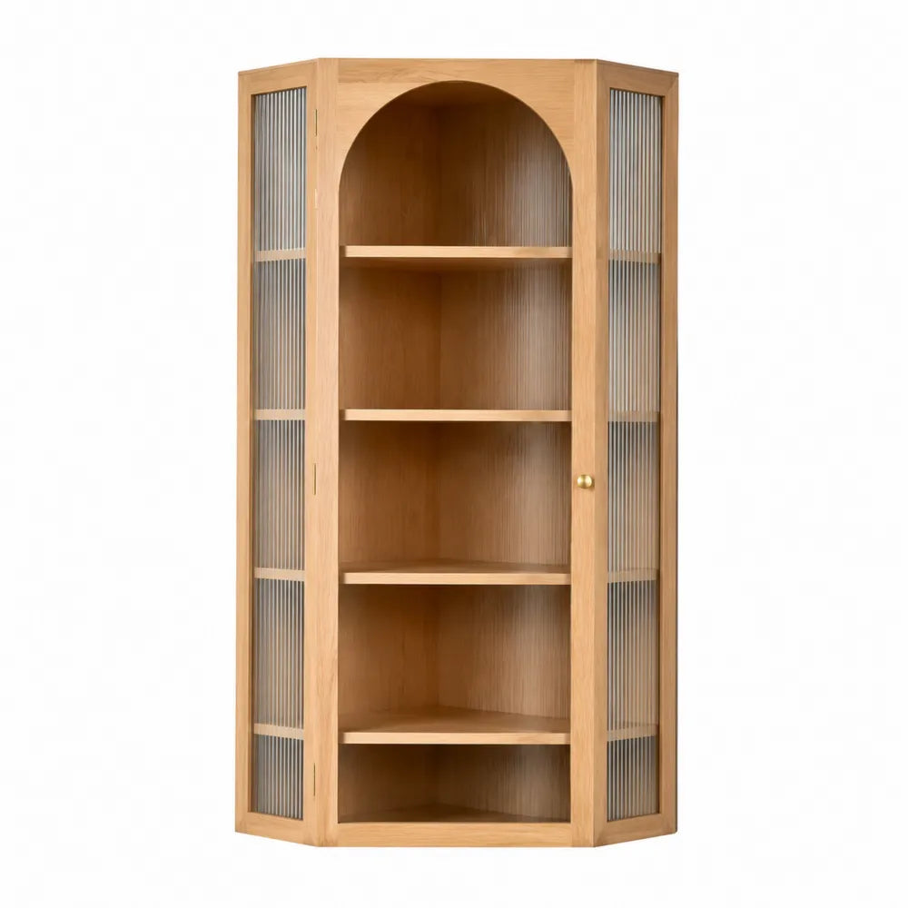 Credenza angolare in legno e vetro temperato