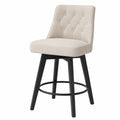 Sgabello da bar beige in tessuto con base in metallo