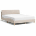 Letto matrimoniale imbottito in tessuto beige