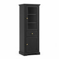 Credenza in legno nera con anta in vetro temperato