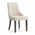 Sedia in tessuto di lino beige con gambe in legno di quercia