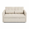 Divano letto in tessuto beige con contenitore estraibile