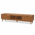 Mobile TV in legno di quercia con ante grigliate 180x40x45 cm
