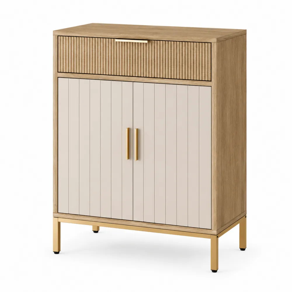 Credenza in Legno e MDF 95x40x120cm con Ante e Cassetto