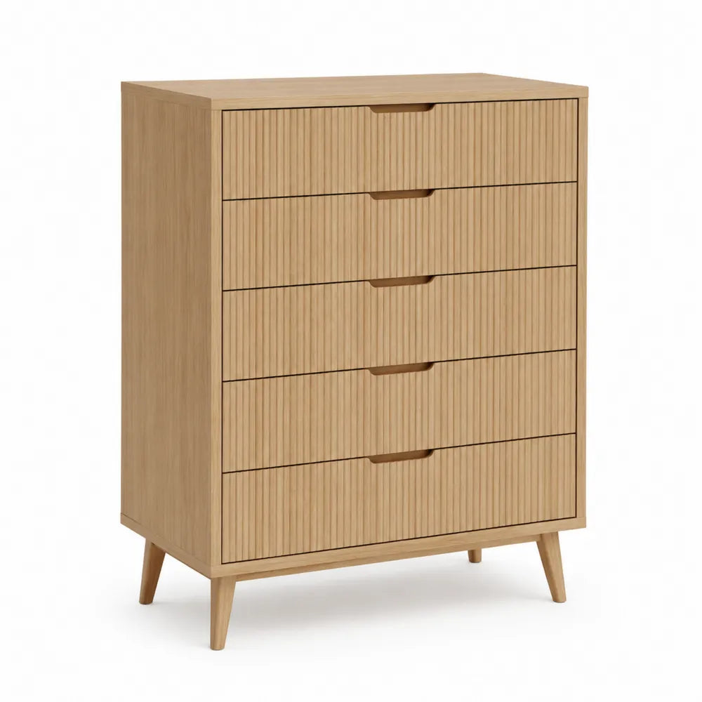Cassettiera in Legno di Rovere con 5 Cassetti