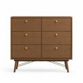 Cassettiera in legno con 6 cassetti e maniglie in ottone, 100x45x90 cm