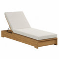 Chaise longue in bambù con cuscino regolabile bianco