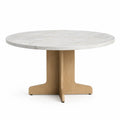 Tavolo rotondo in marmo con base in legno