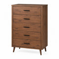 Cassettiera alta in MDF marrone con 5 cassetti