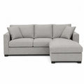 Divano angolare 3 posti in poliestere grigio con chaise longue