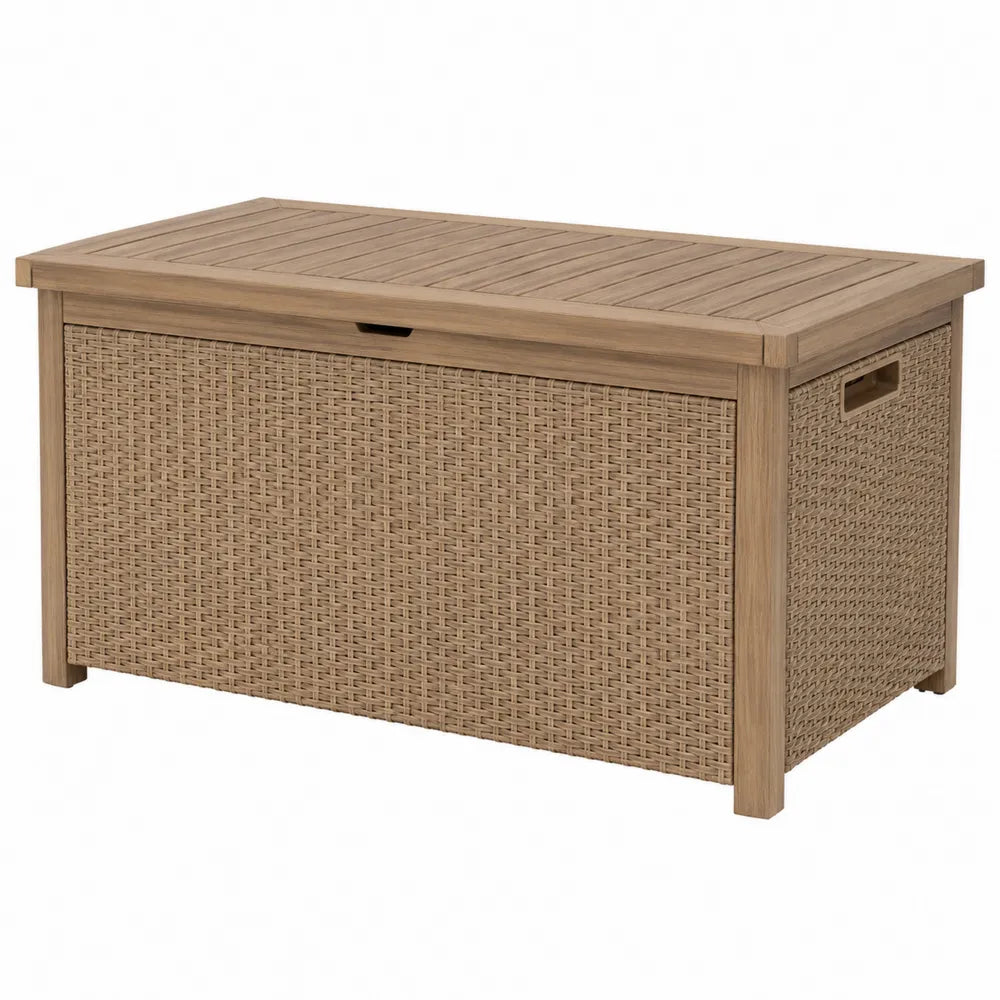 Cassapanca da Esterno in Rattan Sintetico e Legno