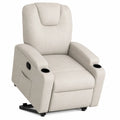 Poltrona reclinabile in tessuto poliestere beige con portabicchieri