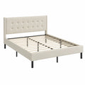 Letto in tessuto beige con struttura in metallo nero 200x160 cm