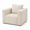 Poltrona in Tessuto a Coste Beige 90x86x76 cm