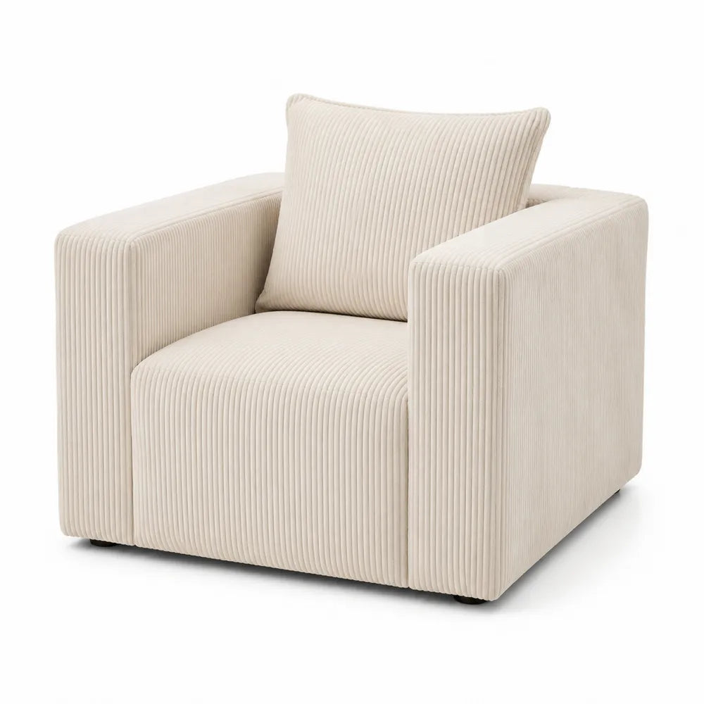 Poltrona in Tessuto a Coste Beige 90x86x76 cm