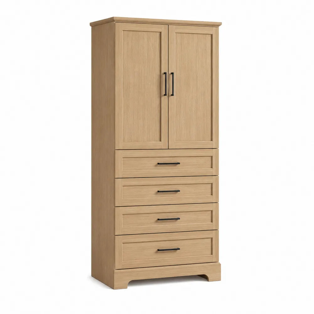 Armadio in legno con 2 ante e 4 cassetti 180x60x40 cm