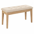 Panca imbottita in legno di rovere e poliestere beige 100x40x45 cm