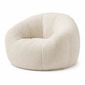 Poltrona in tessuto bouclé crema con imbottitura in schiuma